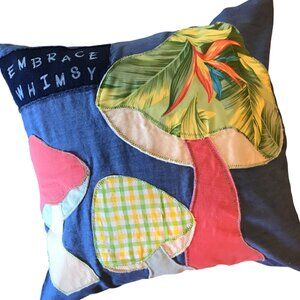 Handmade Mushroom Pillow Cover 18x18: Whimsical Cottagecore Farmhouse Home Decor